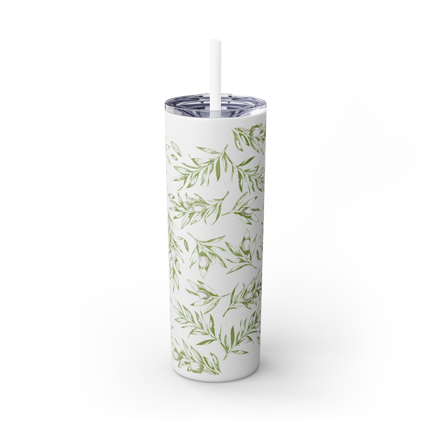 Barn and Blessing Olive Skinny Tumbler with Straw, 20oz