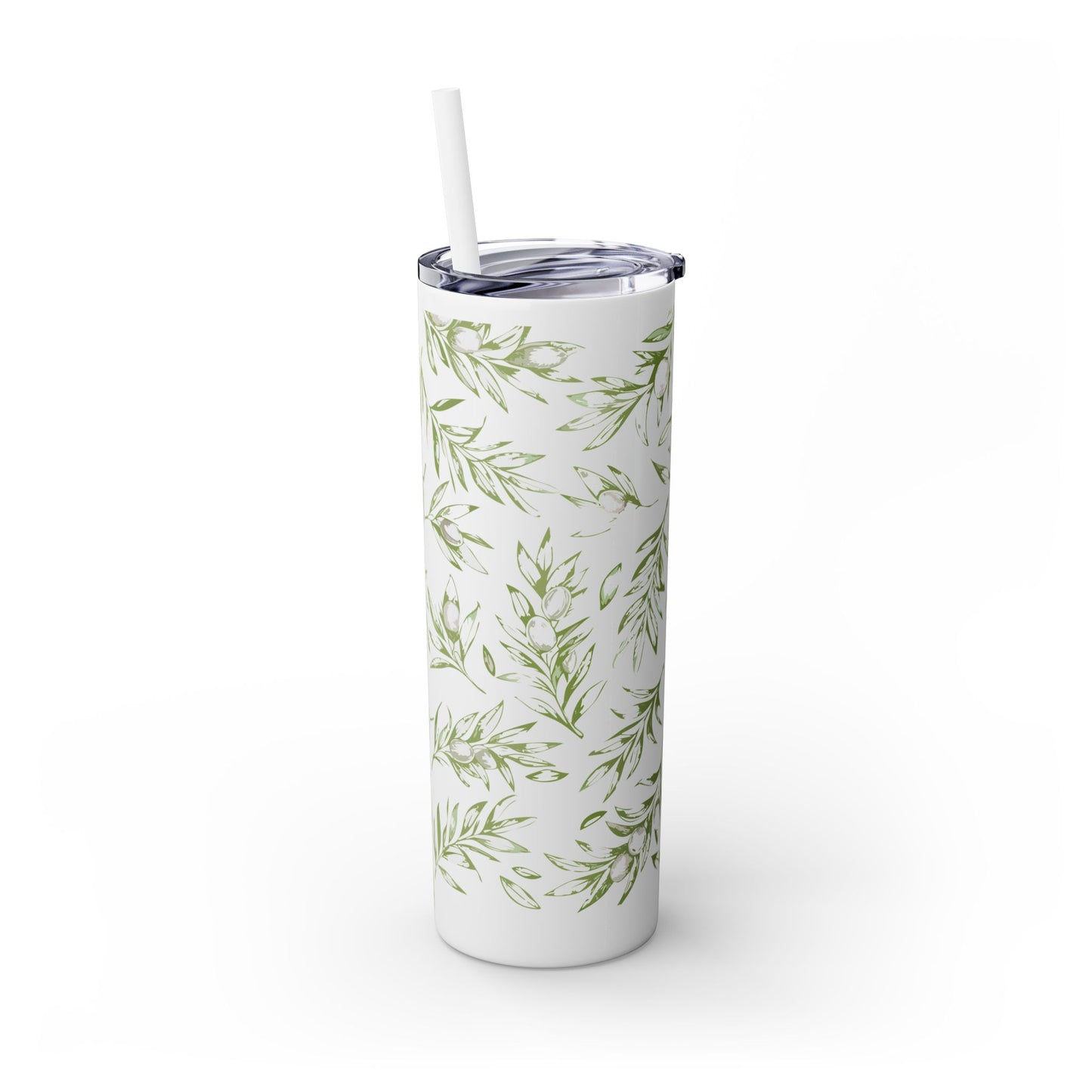 Barn and Blessing Olive Skinny Tumbler with Straw, 20oz